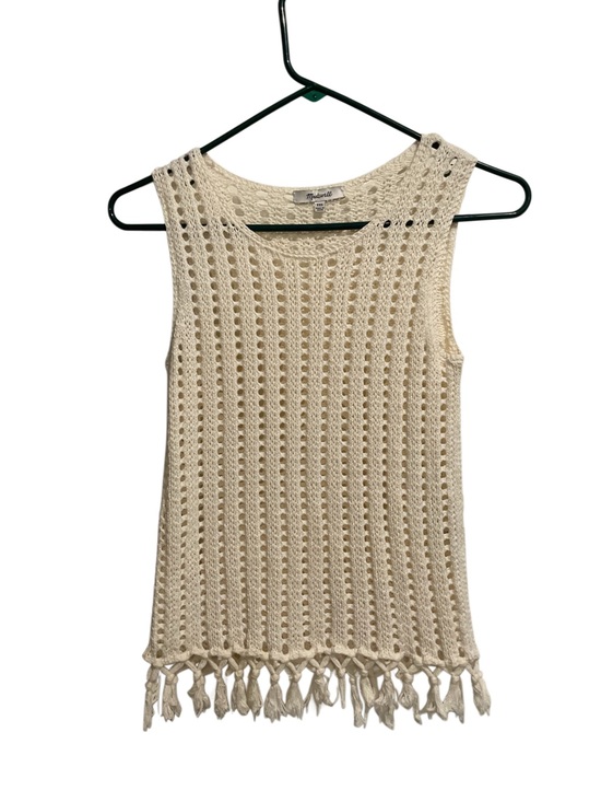 Madewell Tops - Madewell White Crochet Knit Tank Top Round Neck